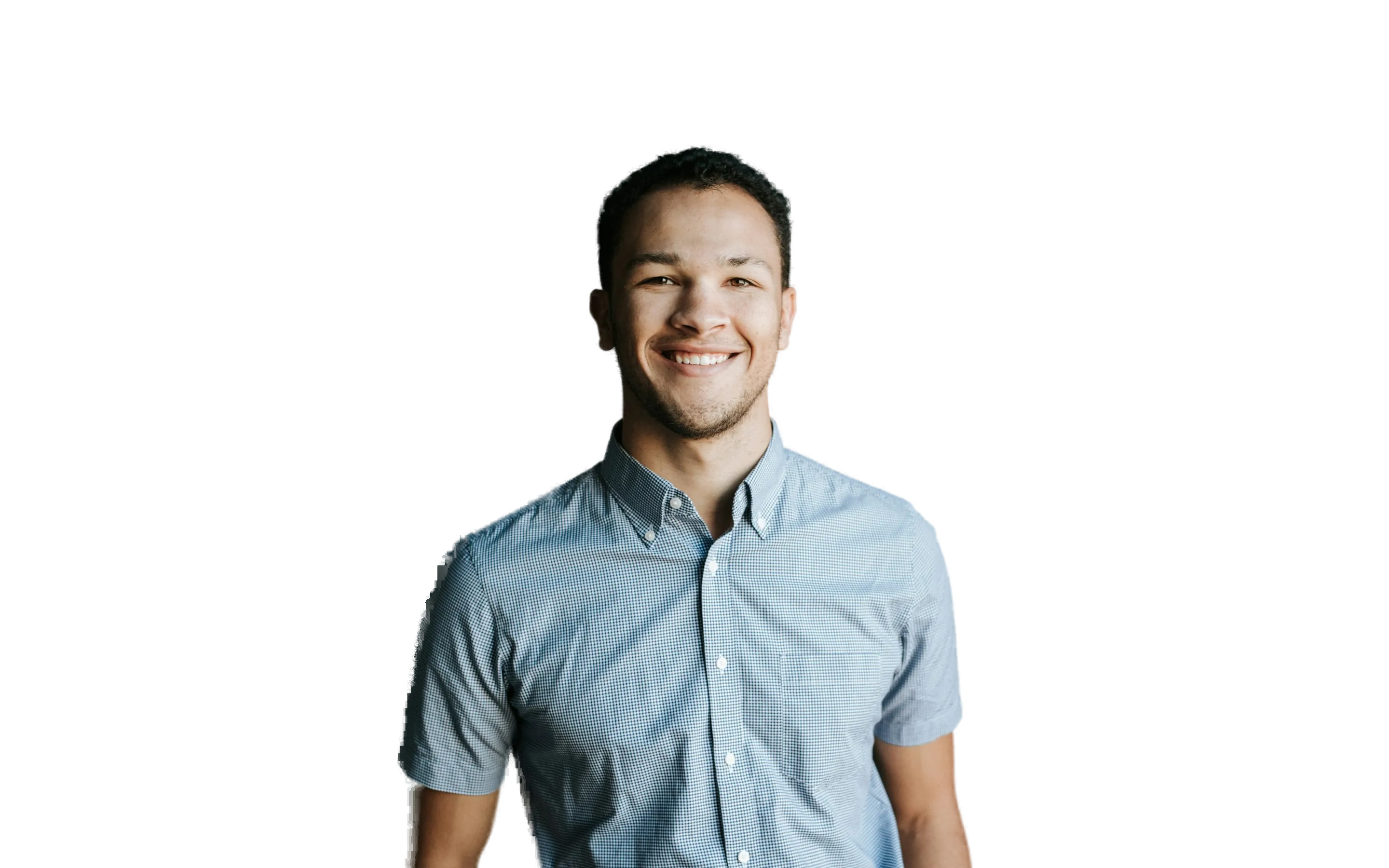 Smiling professional in a blue shirt