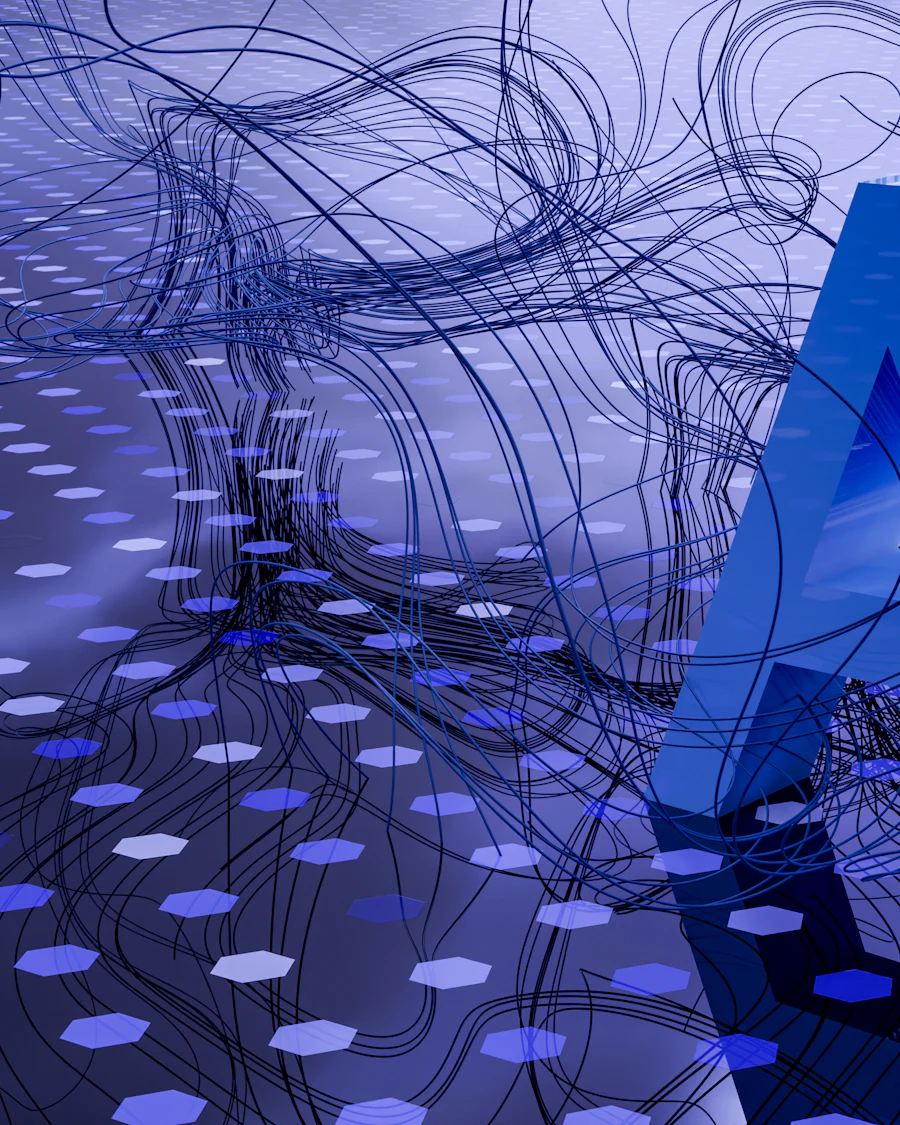 Abstract 3D render of the letters AI